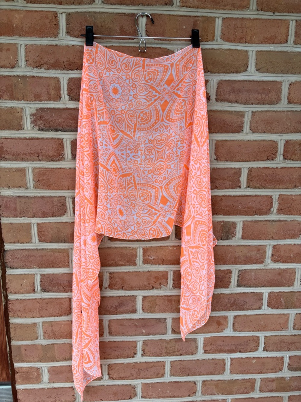 Cejon Orange and White Mandala print Wrap Scarf